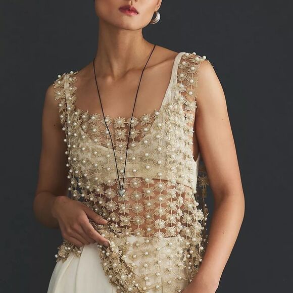 Anthropologie Beaded Lace Tunic Vest – One Size Fits Most - Picture 12 of 13